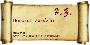 Henczel Zorán névjegykártya